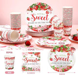 200 Pcs Strawberry Baby Shower Paper Plates Napkins Cups Baby Shower