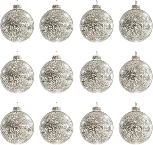 Christmas Ball Ornaments Set of 12pcs-3.15” Silver Mercury Glass Xmas