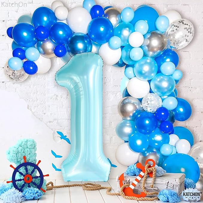 KatchOn, Light Blue 1 Balloon Number - 40 Inch | Blue One Balloon for