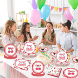 96Pcs Cherries Theme Plates and Napkins Pink Bow Cherry Birthday Party