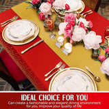 Breling 8 Pack Red and Gold Disposable Plastic Tablecloths and Satin