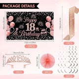18th Birthday Decorations for Girls Her 52Pcs Black Rose Gold Party