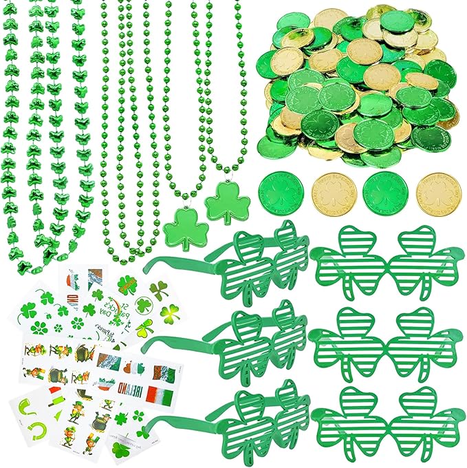 132Pcs St Patricks Day Accessories Party Favors Shamrock Glasses