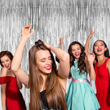 Voircoloria 4 Pack Silver Foil Fringe Backdrop Curtains, Tinsel