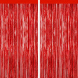 GCB 2 Pack Red Tinsel Backdrop, Fringe Curtains, Red Foil Tinsel