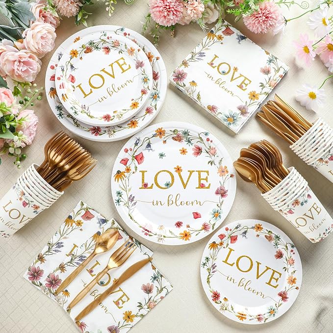 24 Set Love Is in Bloom Wildflower Bridal Shower Decorations