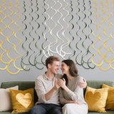 36Pcs Sage Green Gold Hanging Swirl Decorations Glitter Gold Olive