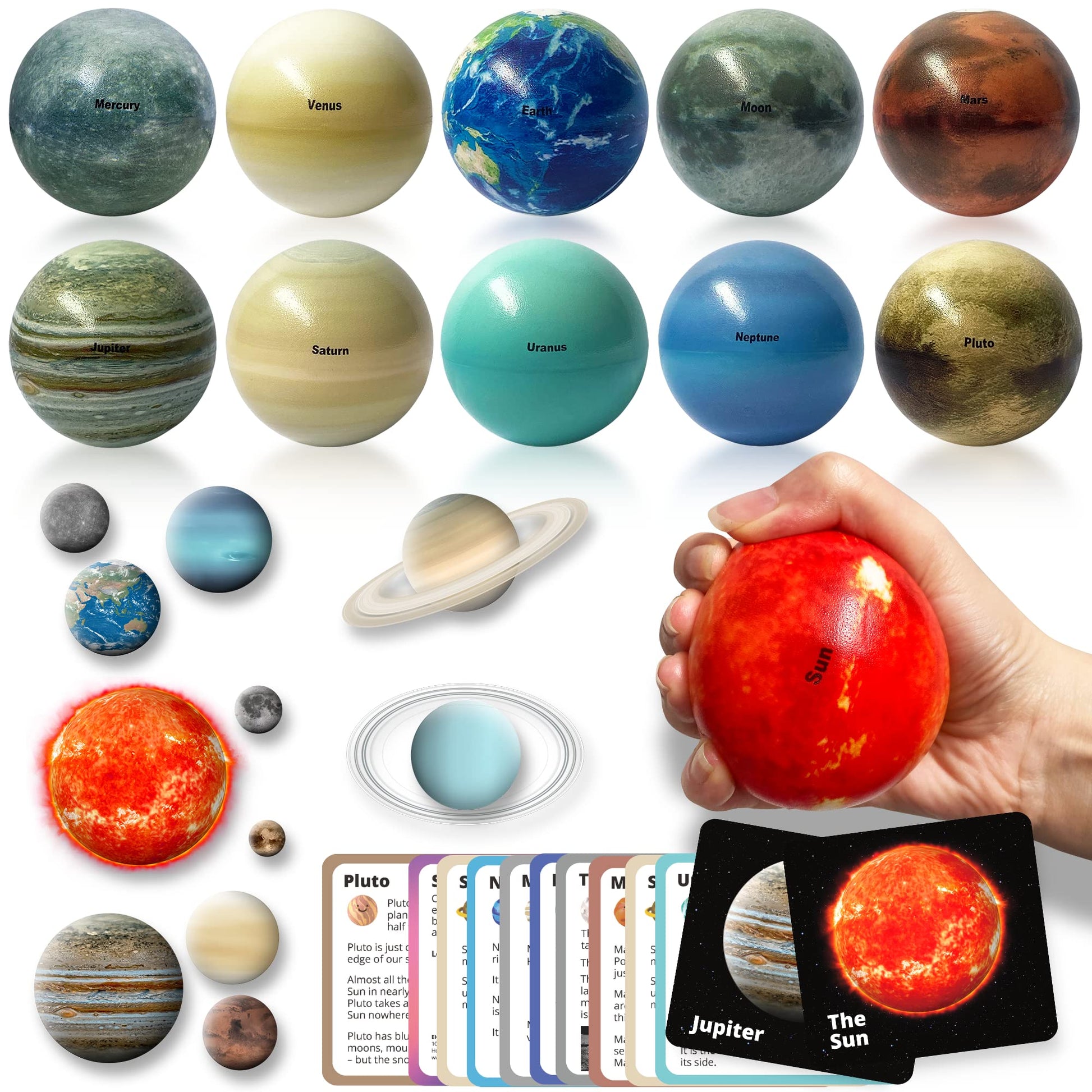 Space Balls Flashcards & Wall Stickers, Planet Toys For Kid 8-10,