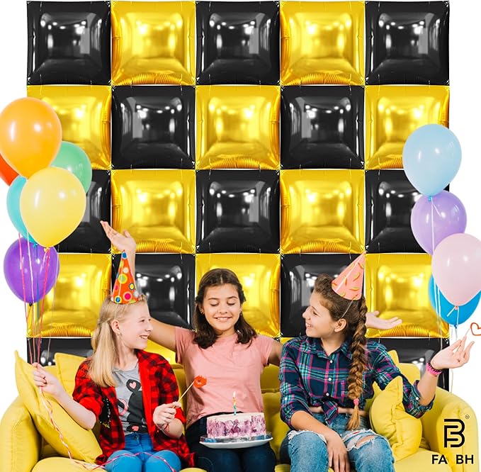 XtraLarge Black and Gold Balloon Wall Backdrop 22 Inch Pack of 25