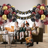 60pcs 12inch Black Burgundy and Gold Balloons, with Gold Red Black