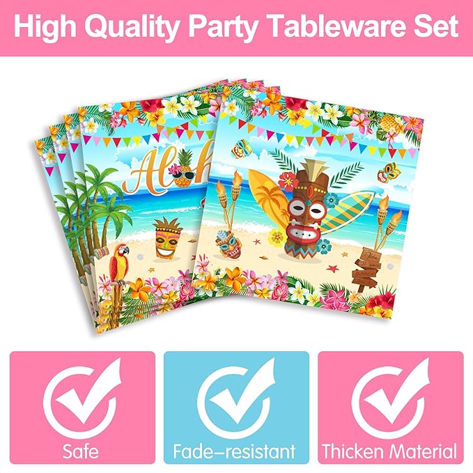Hawaiian Flamingo Party Supplies Tableware Set Tropical Luau