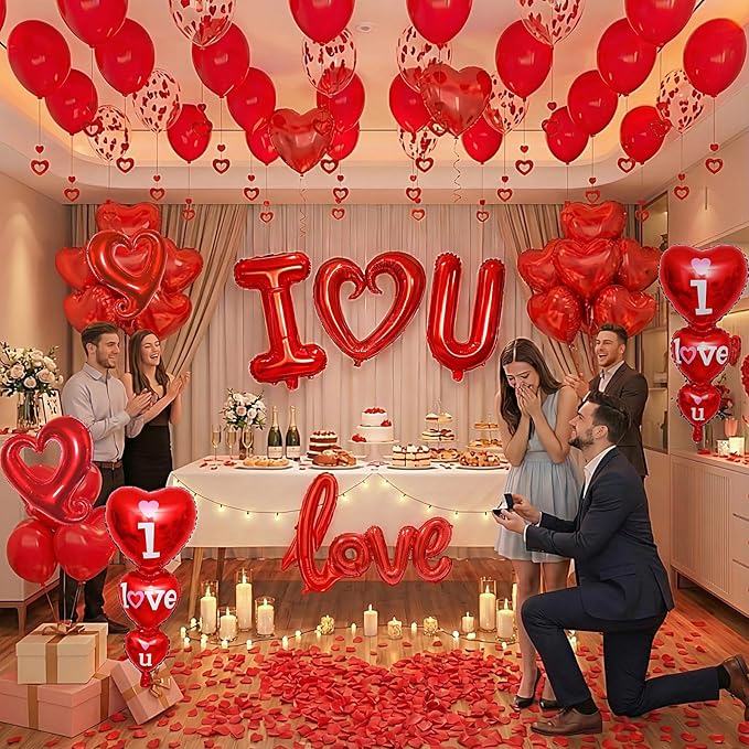 1126pcs Valentines Day Balloon Kit I Love You Balloons Red Heart