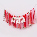 Strawberry One High Chair Banner Strawberry 1st Birthday Party