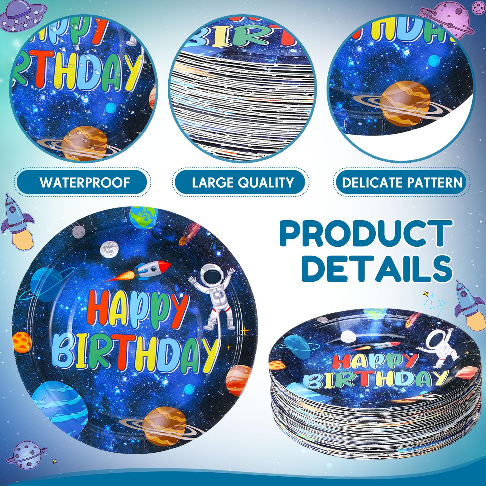 60 Pcs Outer Space Birthday Party Supplies 7 Inch Solar