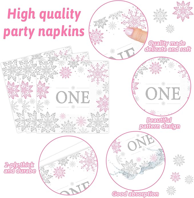 Winter Onederland 1st Birthday Themed Tableware Snowflake One Plates