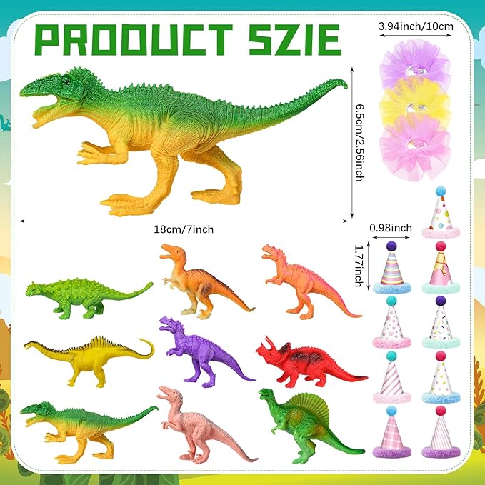 27 Pcs Colorful Dinosaur Cake Topper Animals Figures Birthday Party