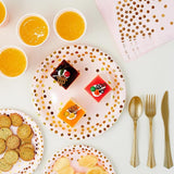 Pink and Gold Party Supplies - 350 PCS Disposable Dinnerware Set -
