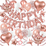 Rose Gold Birthday Decorations 3D Foil Rose Gold Happy Birthday