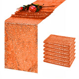 TCBESTO 6 Pack Orange Sequin Table Runner 12 x 72 Inch - High Density