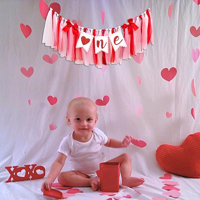 Valentine's Day One High Chair Banner Valentine's Day Themed First