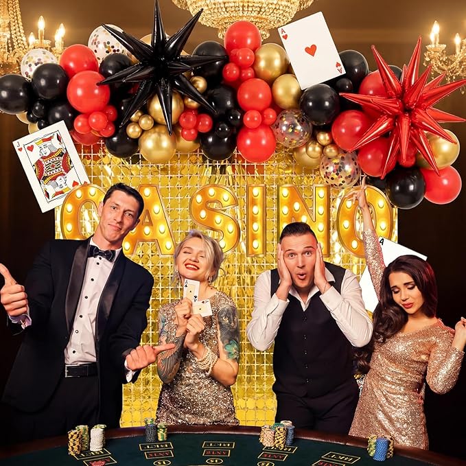 Casino Theme Party Decorations Casino Red Black Gold Balloon Garland