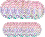 48 Pcs Mermaid Birthday Party Decorations Plates Set for 24