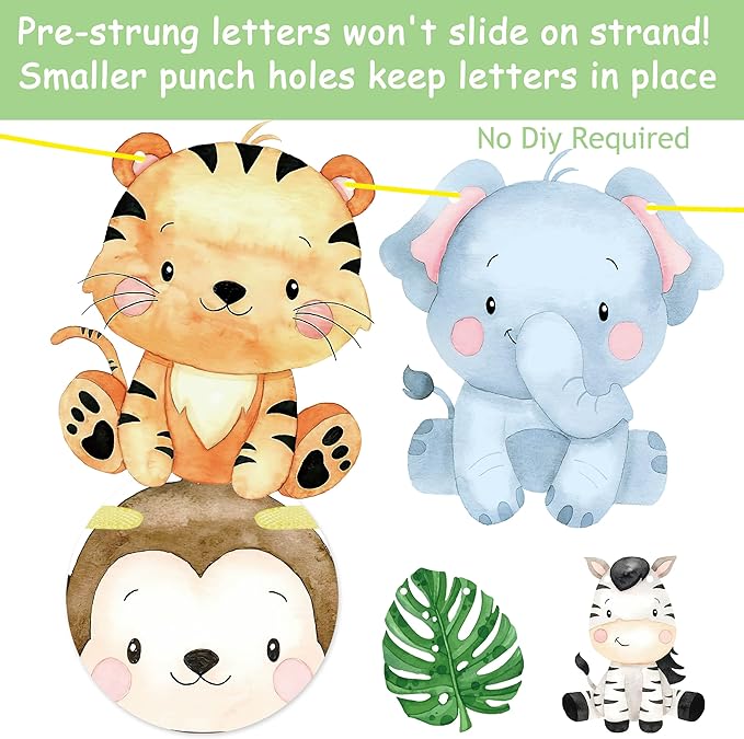 Jungle Safari Banners 2pcs Safari Animals Birthday Party Cutout
