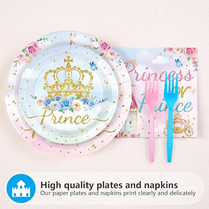 96 Pcs Princess or Prince Gender Reveal Decorations Princess Prince