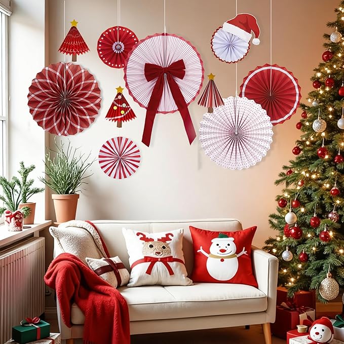 Christmas Paper Fan Decorations Christmas Decorations Classroom Red