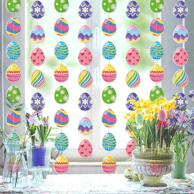 Easter Egg Party Decoration Garland 8pcs Pastel Rainbow Spring