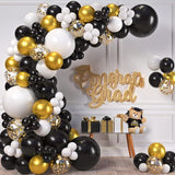 ALL-IN-1 Black White Gold Balloons Garland Kit & Arch – Small and