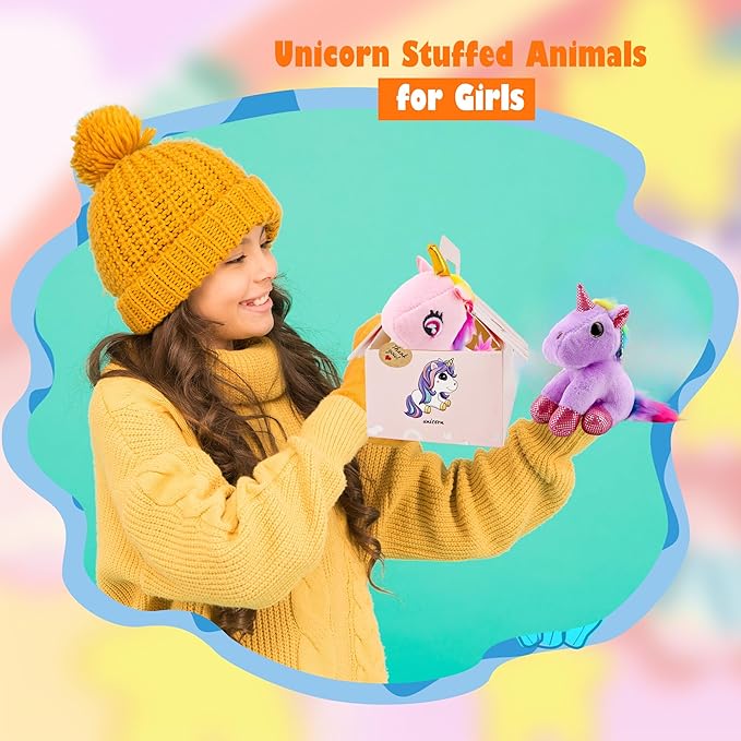 133 Pcs Unicorn Party Favors Include 16 Mini Plush Unicorn Keychains