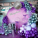 Purple Silver Balloon Arch Kit Halloween Disco Dark Royal Purple