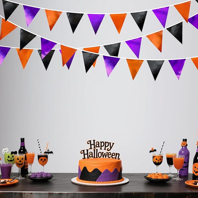 Black Orange Purple Halloween Party Decorations Metallic Fabric