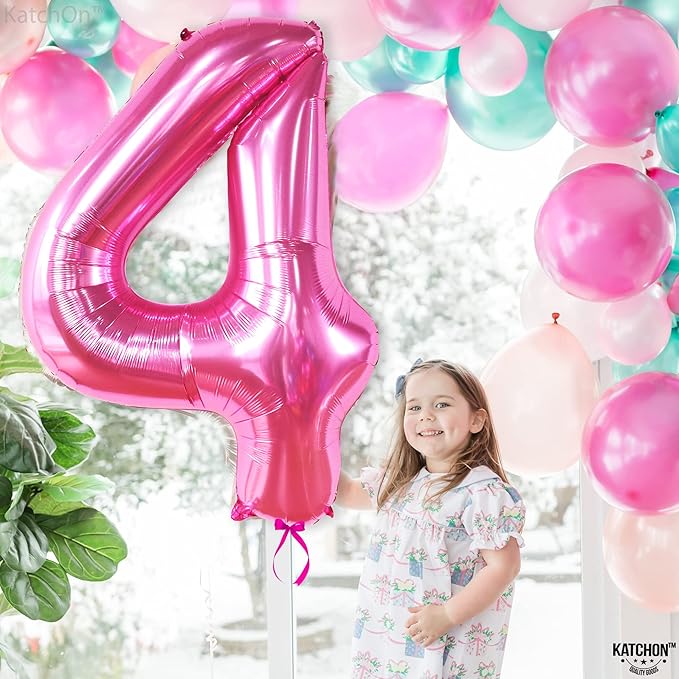 KatchOn, Hot Pink 4 Balloon Number - 40 Inch | 4th Birthday Balloons