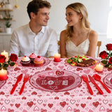 Valentine's Day Party Decorations Plates Red Heart themed Disposable