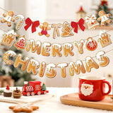 Merry Christmas Banner Gingerbread Christmas Hanging Decoration 3PCS