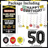 50th Birthday Decorations Men Women Caution Logos Happy 50th