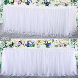 2 Pack 6ft White Tulle Table Skirts for wedding Bridal Shower White