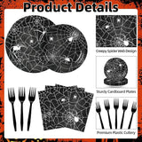 100 Pcs Halloween Spider Web Tableware Party Supplies Set Serves 25