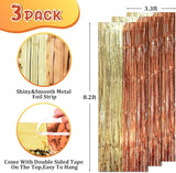 Voircoloria 3 Pack 3.3 x 8.2 ft Rose and Champion Foil Fringe