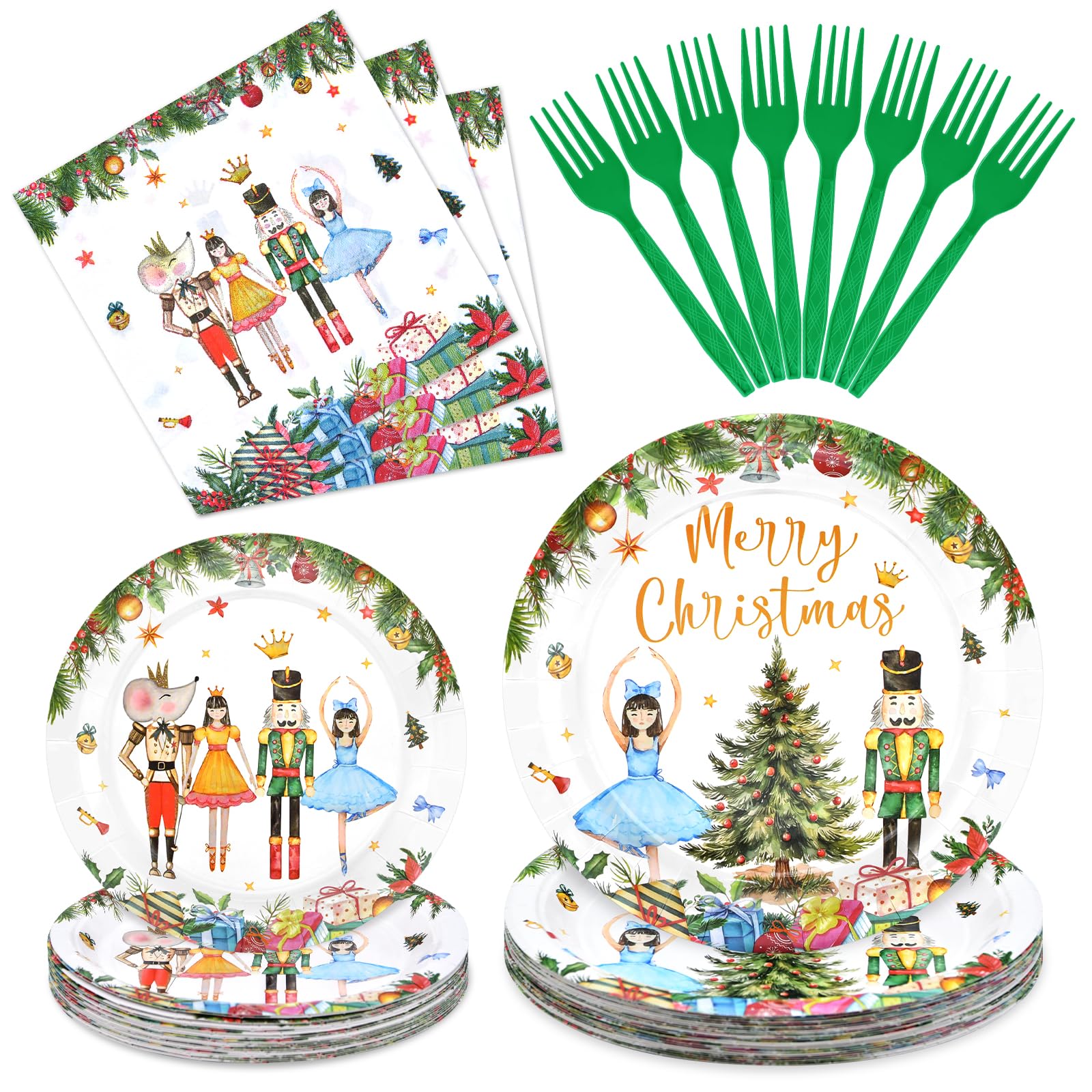 96 Pieces Christmas Ballet Party Tableware Set – Festive Disposable