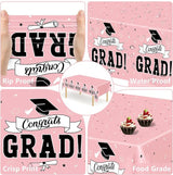 QZYL 2 PCS Graduation Tablecloth, 108" X 54" Pink Graduation