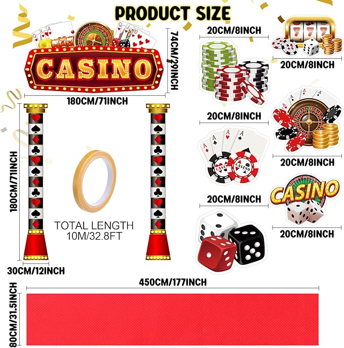 10 Pcs Casino Theme Party Decorations Casinos Night Porch Sign