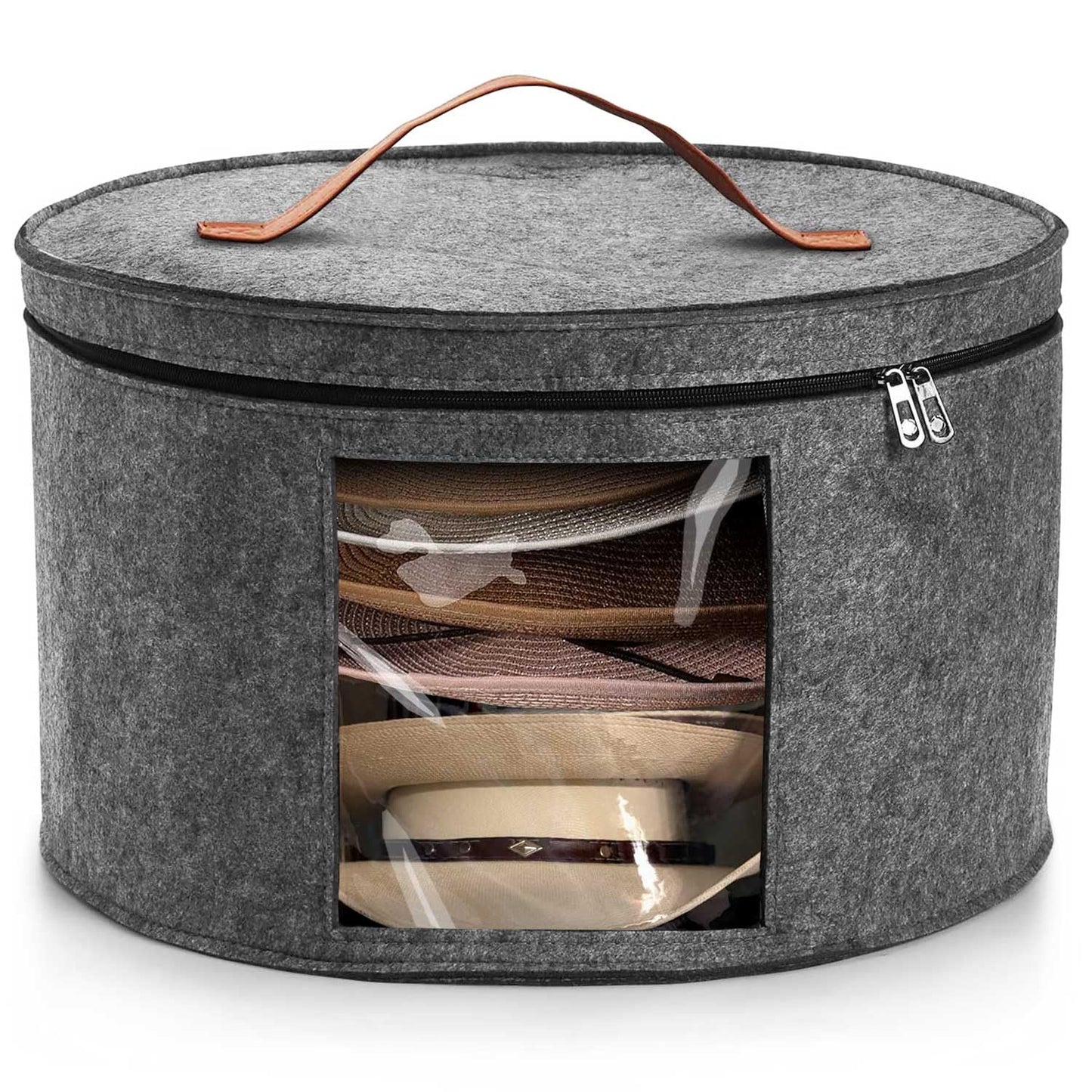 PANGTON Hat Box, Travel Hat Storage Box, Foldable Space-saving Hats