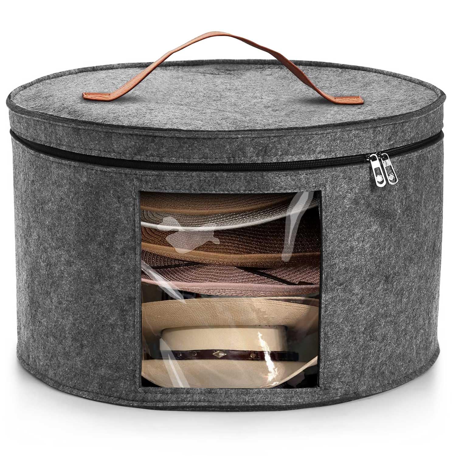 PANGTON Hat Box, Travel Hat Storage Box, Foldable Space-saving Hats