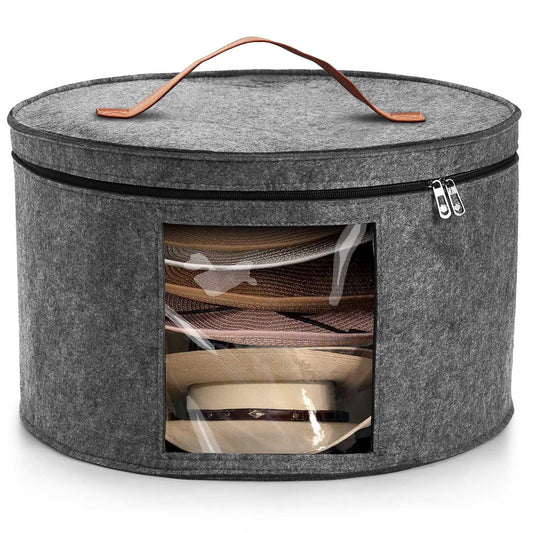 PANGTON Hat Box, Travel Hat Storage Box, Foldable Space-saving Hats