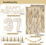 37th Birthday Decorations for Women, White and Gold 37 Boho Birthday