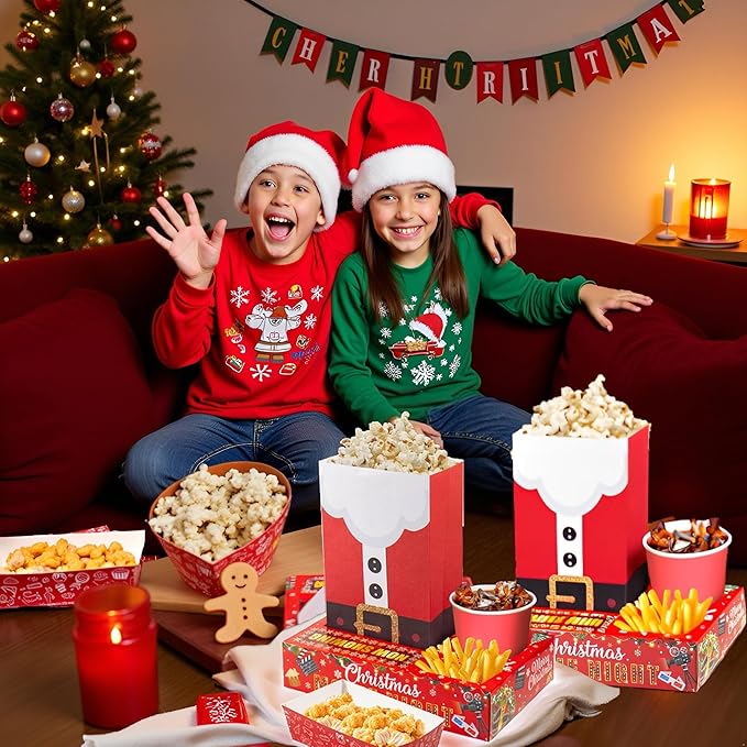 48PCS Christmas Movie Night Party Supplies 24 Snack Boxes 12 Food