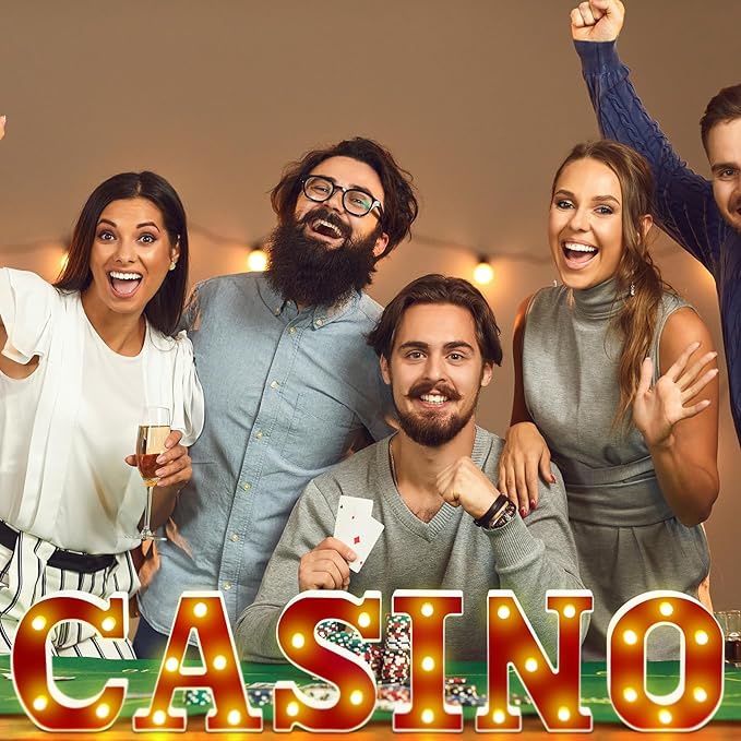 Casino Party Decorations 6.3 Movie Night Letters Sign Decor Battery